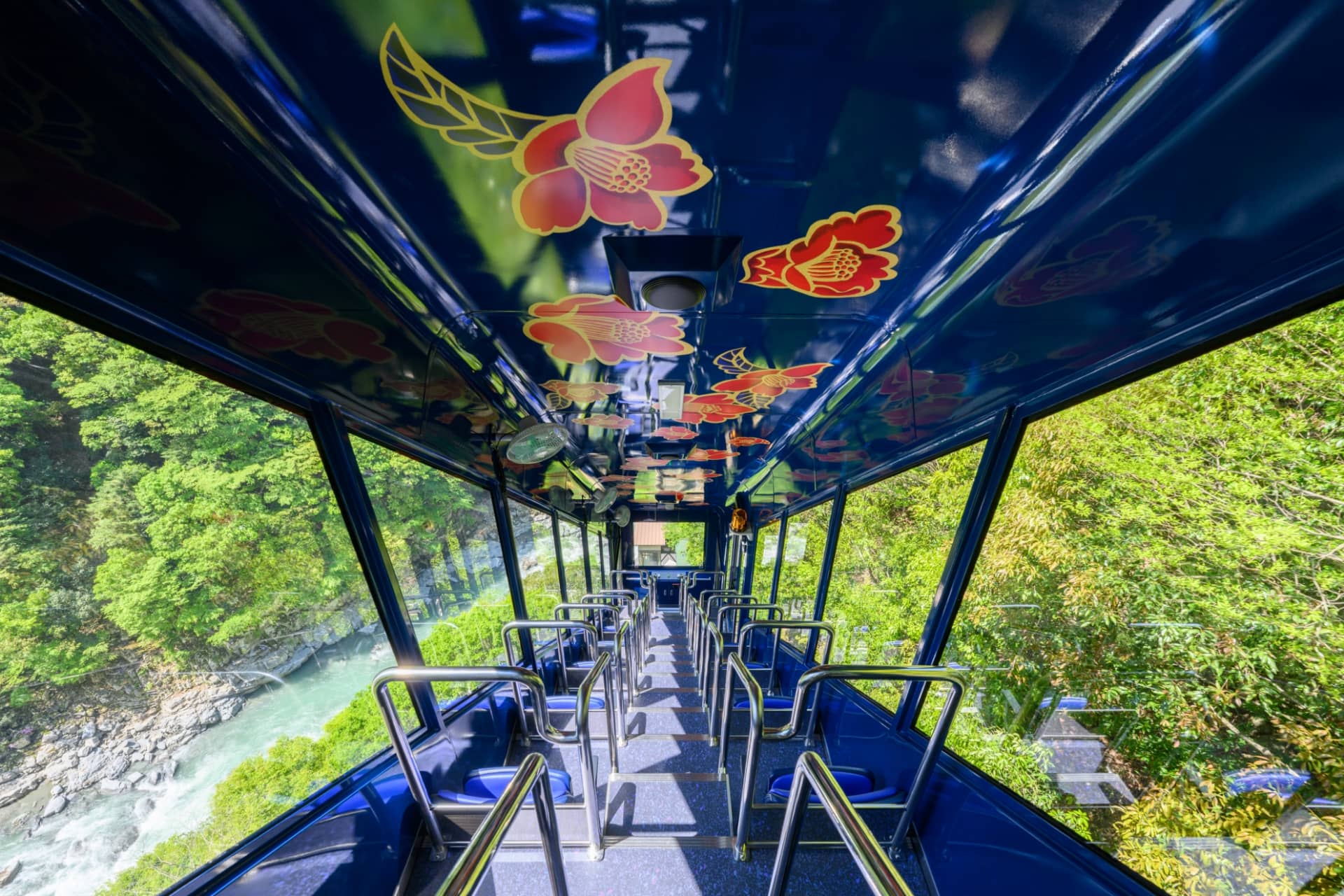 Cable Car Adorned with Flower Motif