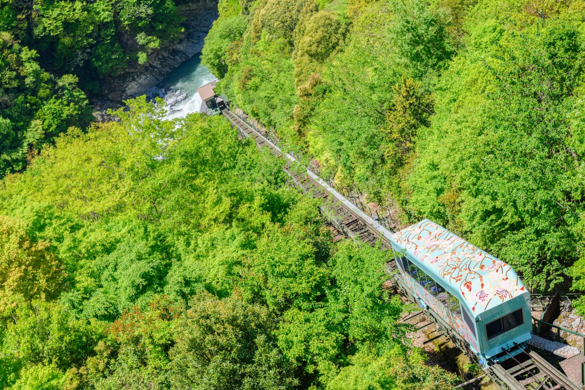 Cable Car Adorned with Flower Motif